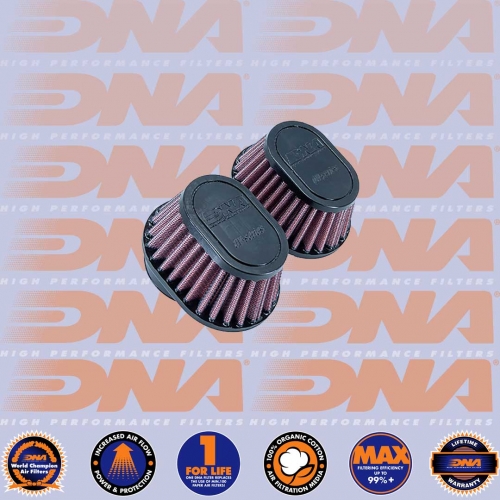 DNA FILTERS RUBBER TOP OVAL CLAMP ON 54mm INLET 50mm LENGTH AIR FILTER x 2