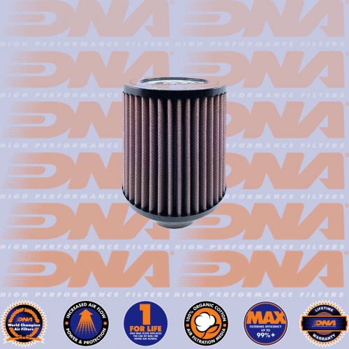 DNA FILTERS RUBBER TOP ROUND CLAMP ON 76mm INLET 119mm LENGTH AIR FILTER