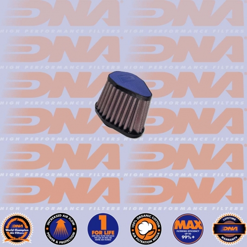 DNA FILTERS BLUE LEATHER TOP HEXA. CLAMP ON 38mm INLET 68mm LENGTH AIR FILTER