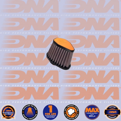 DNA FILTERS ORANGE LEATHER TOP HEXA. CLAMP ON 38mm INLET 68mm LENGTH AIR FILTER