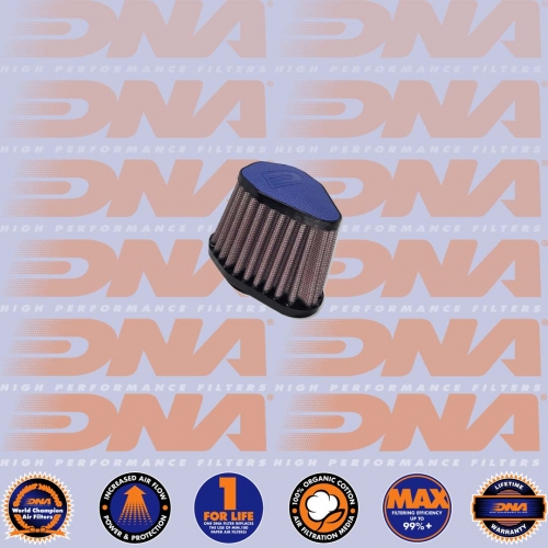 DNA FILTERS BLUE LEATHER TOP HEXA. CLAMP ON 51mm INLET 68mm LENGTH AIR FILTER