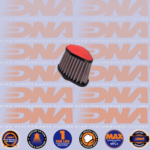 DNA FILTERS RED LEATHER TOP HEXA. CLAMP ON 51mm INLET 68mm LENGTH AIR FILTER
