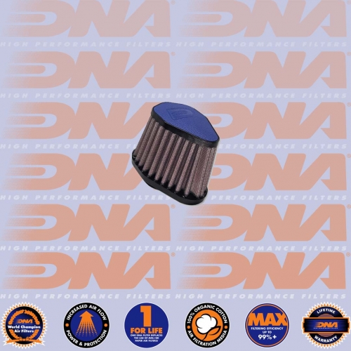 DNA FILTERS BLUE LEATHER TOP HEXA. CLAMP ON 54mm INLET 68mm LENGTH AIR FILTER