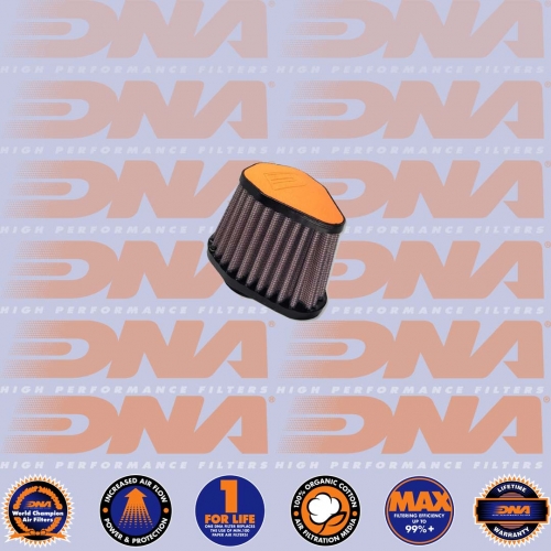 DNA FILTERS ORANGE LEATHER TOP HEXA. CLAMP ON 54mm INLET 68mm LENGTH AIR FILTER