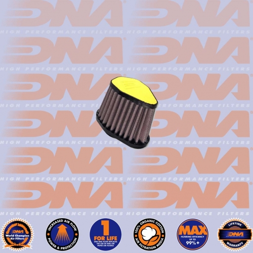 DNA FILTERS YELLOW LEATHER TOP HEXA. CLAMP ON 54mm INLET 68mm LENGTH AIR FILTER
